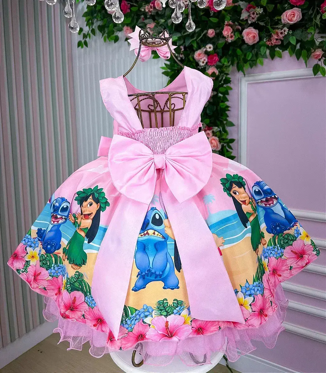 Vestido festa Lilo e Stitch rosa, foto 6