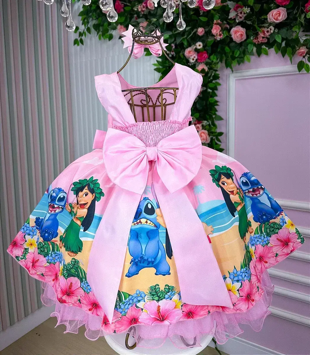 Vestido festa Lilo e Stitch rosa, foto 7