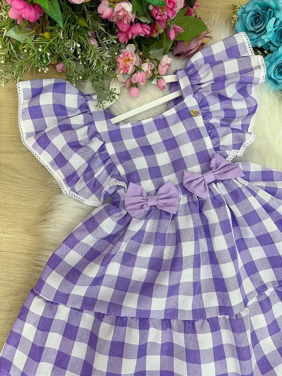 Vestido aline xadrez lilas, foto 4