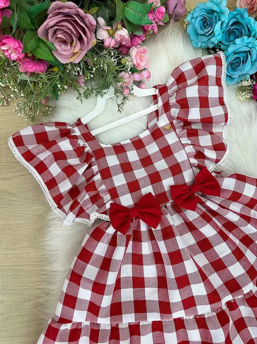 Vestido aline xadrez vermelho, foto 4