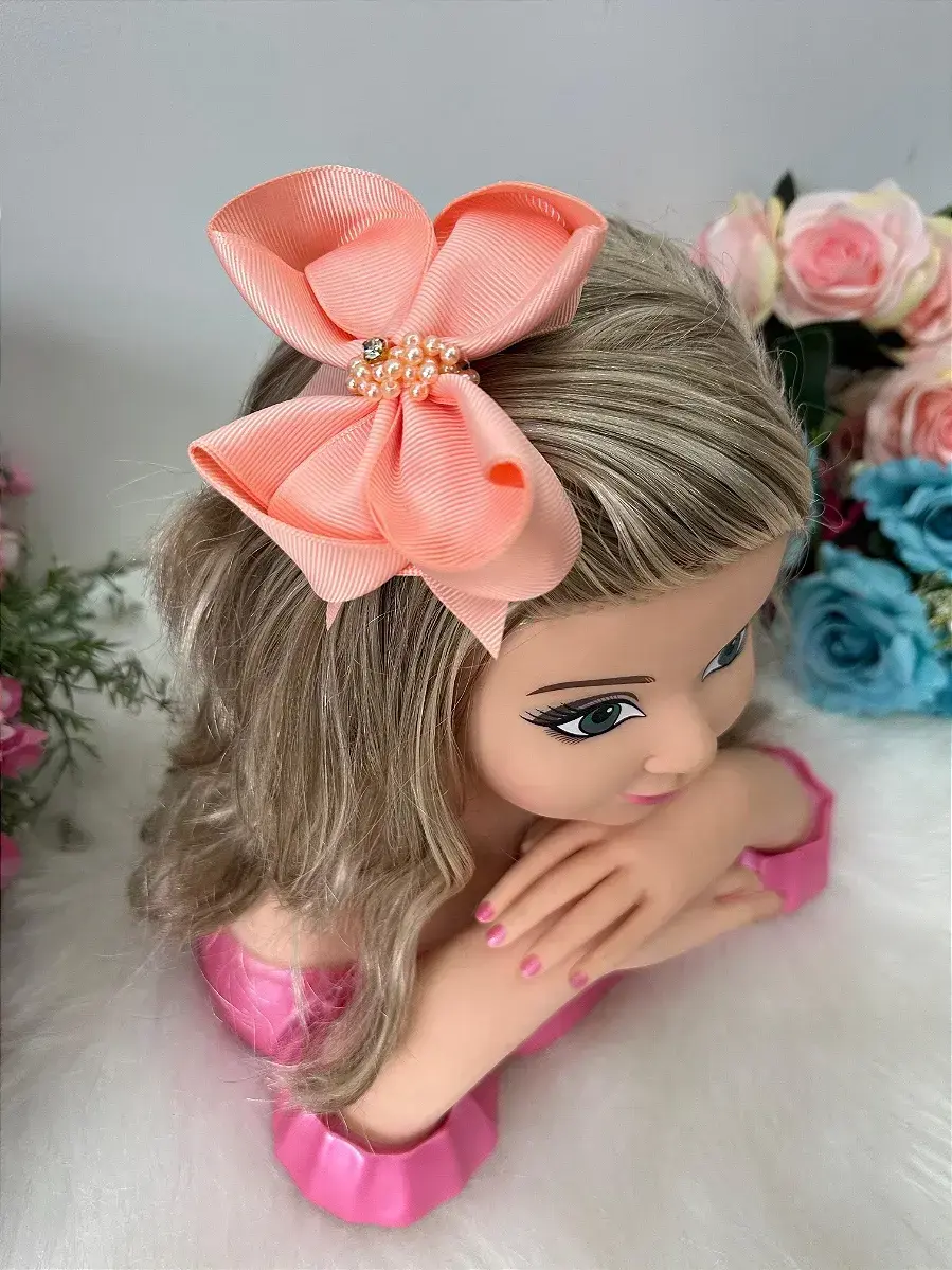 Laço strass maria alice pessego