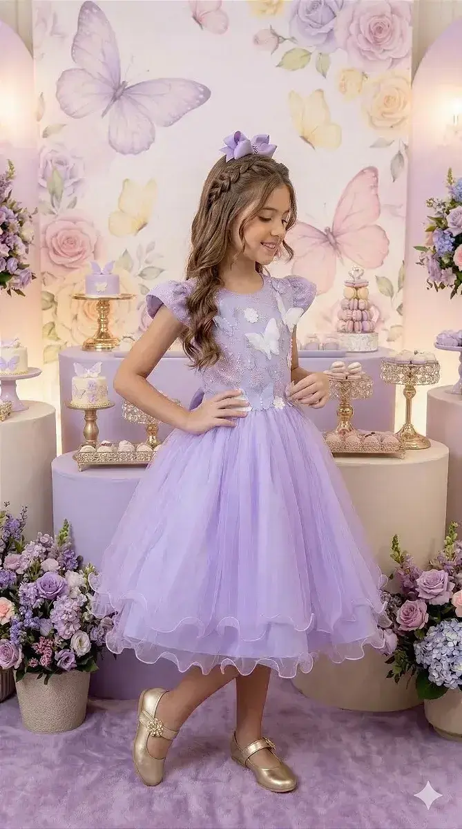 Vestido jardim encantado mel lilás, foto 3