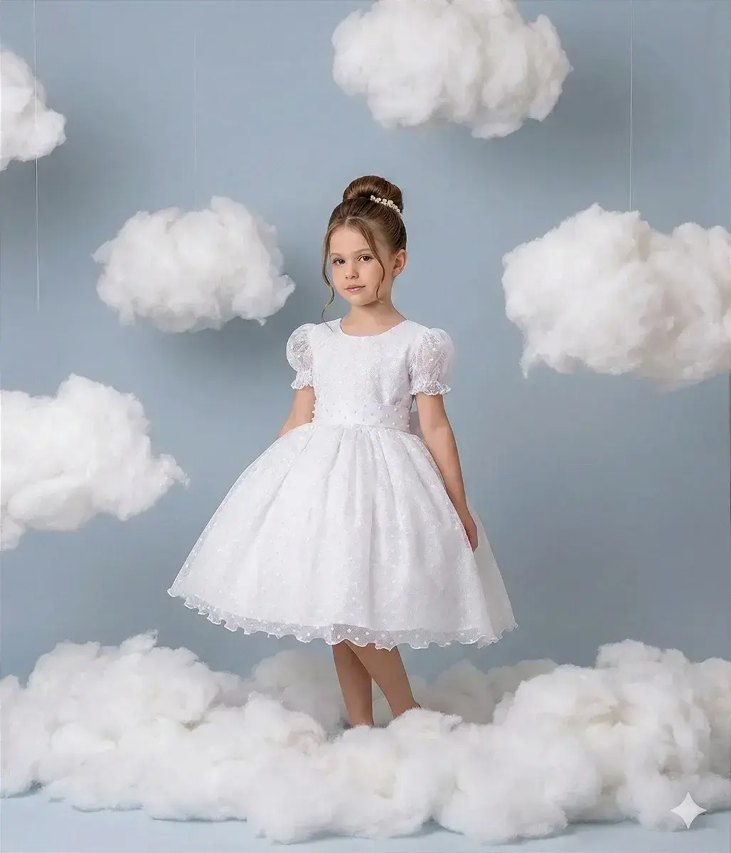 Vestido branco bolinhas