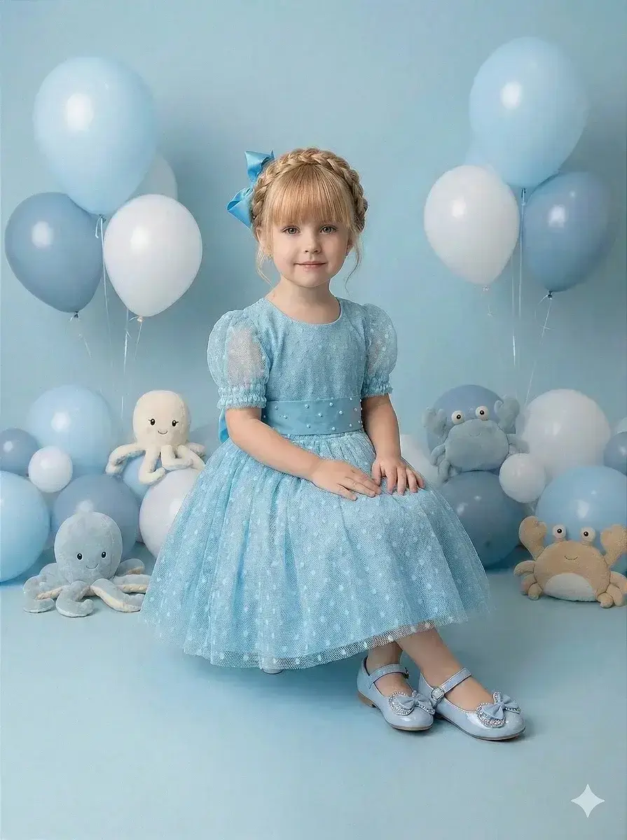 Vestido azul tiffany bolinhas, foto 3