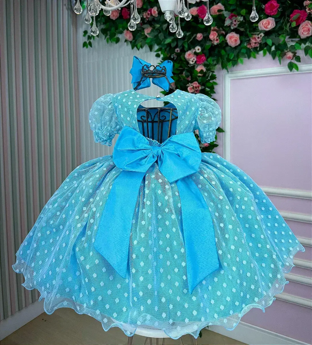 Vestido azul tiffany bolinhas, foto 8