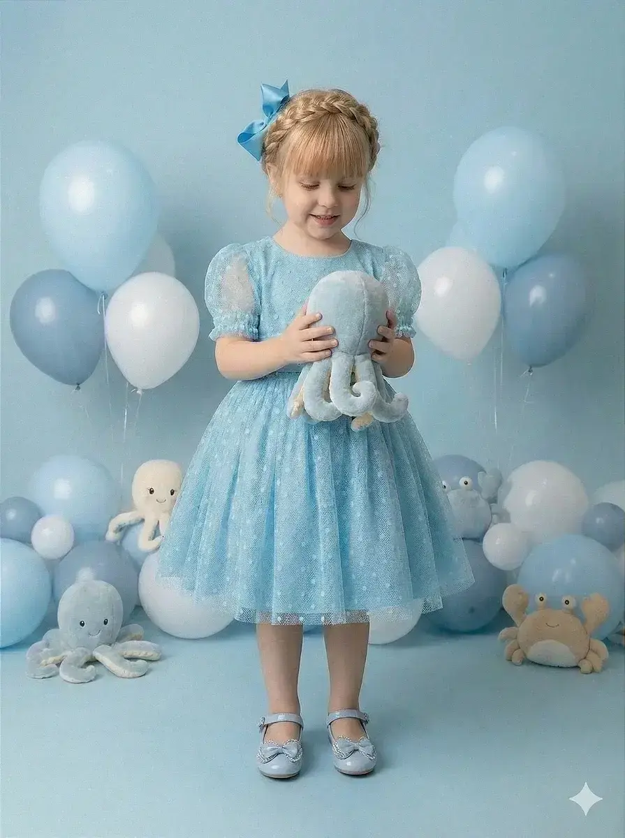 Vestido azul tiffany bolinhas, foto 2
