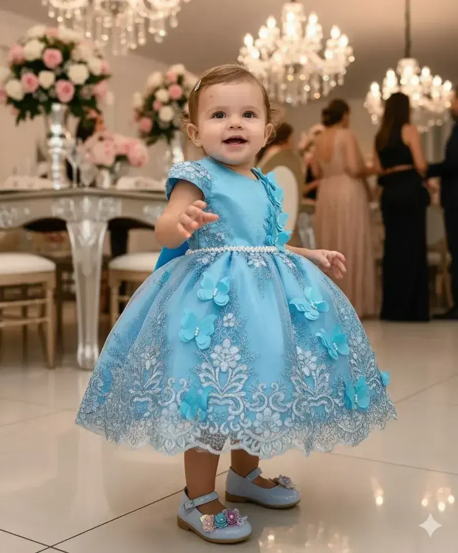 Vestido jardim encantado festa azul tiffany