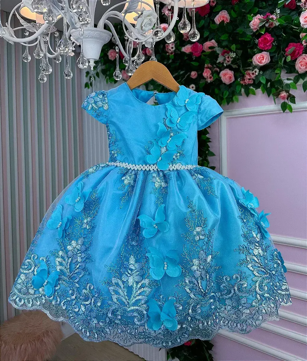 Vestido jardim encantado festa azul tiffany, foto 3