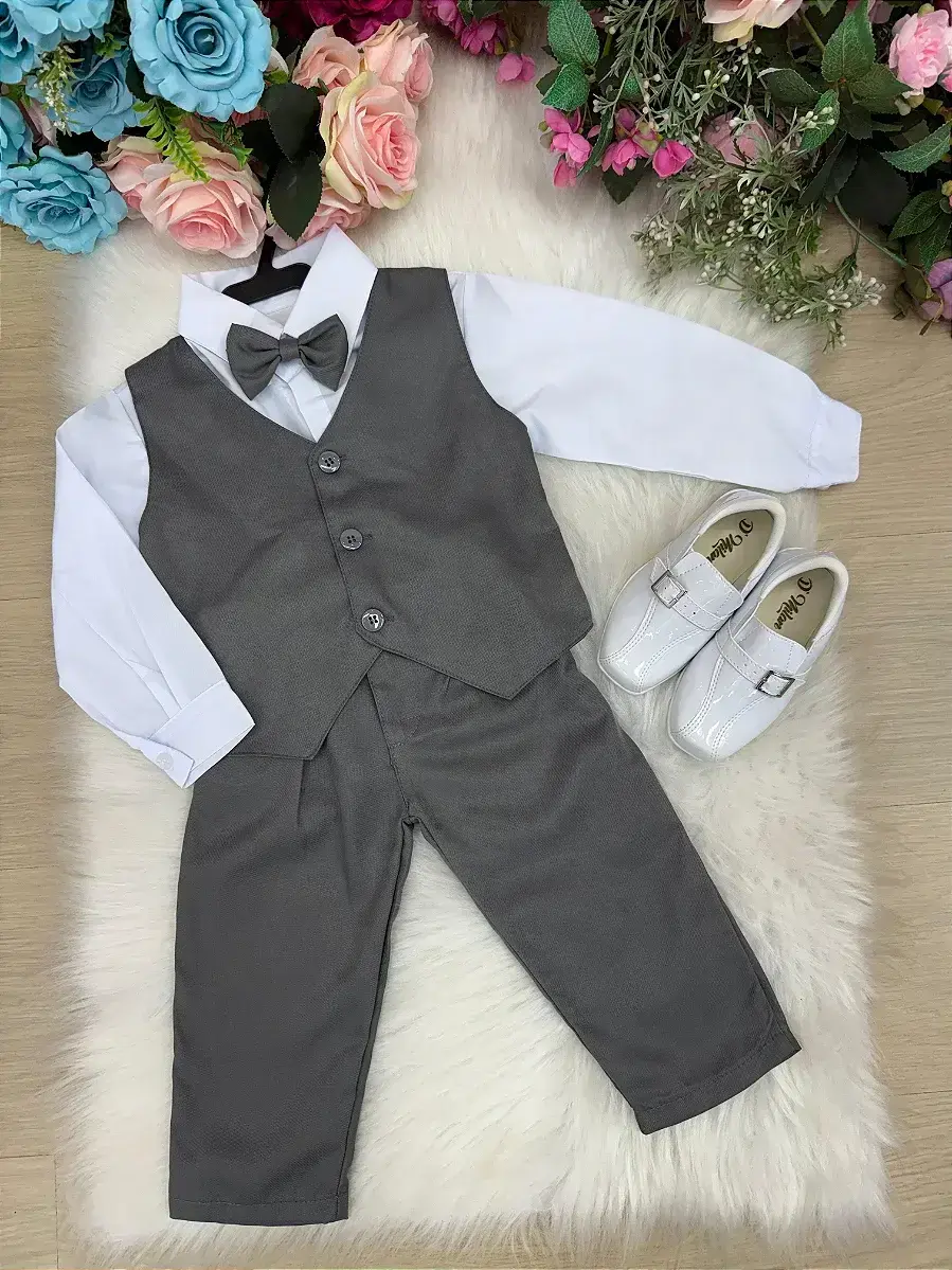 Conjunto social leonardo colete cinza grafite