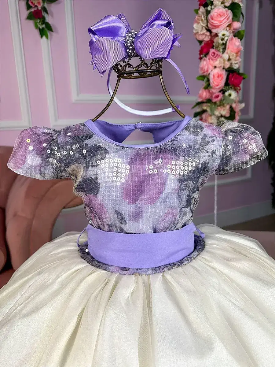 Vestido saia off peito florido lilas, foto 3