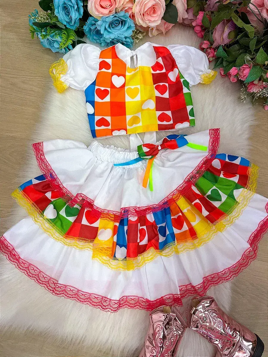 Conjunto junino festa noiva noivinha branco, foto 3
