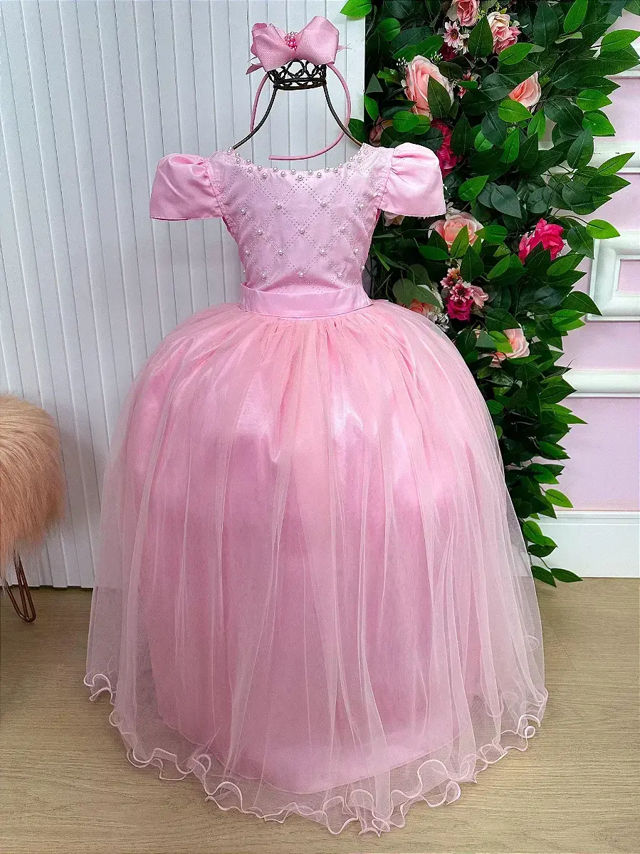 Vestido longo rosa