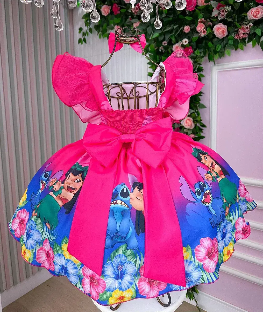 Vestido festa Lilo Stitch pink, foto 4