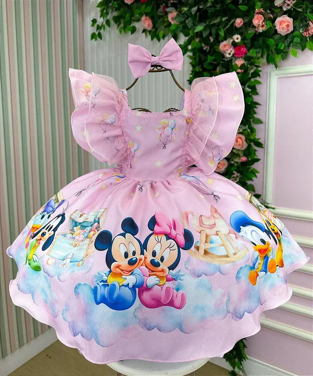 Vestido festa turma mickey mouse baby disney