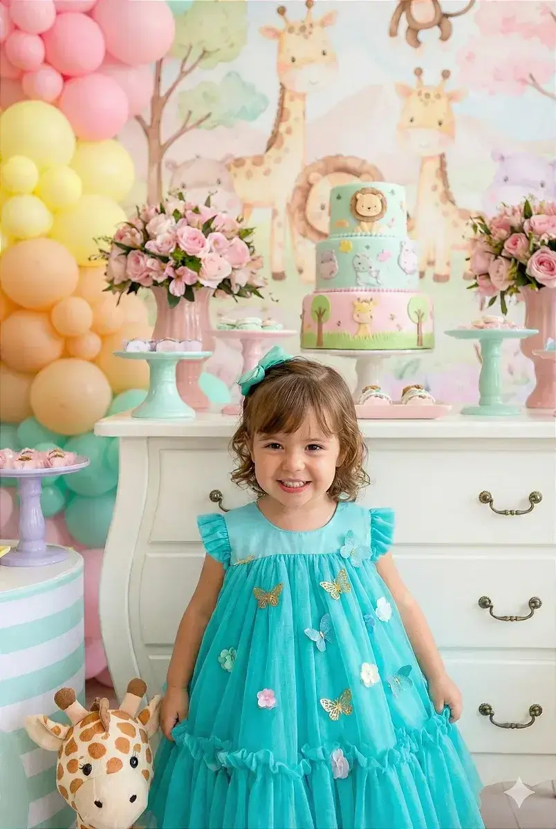 Vestido jardim das borboletas baby liz verde tiffany, foto 2