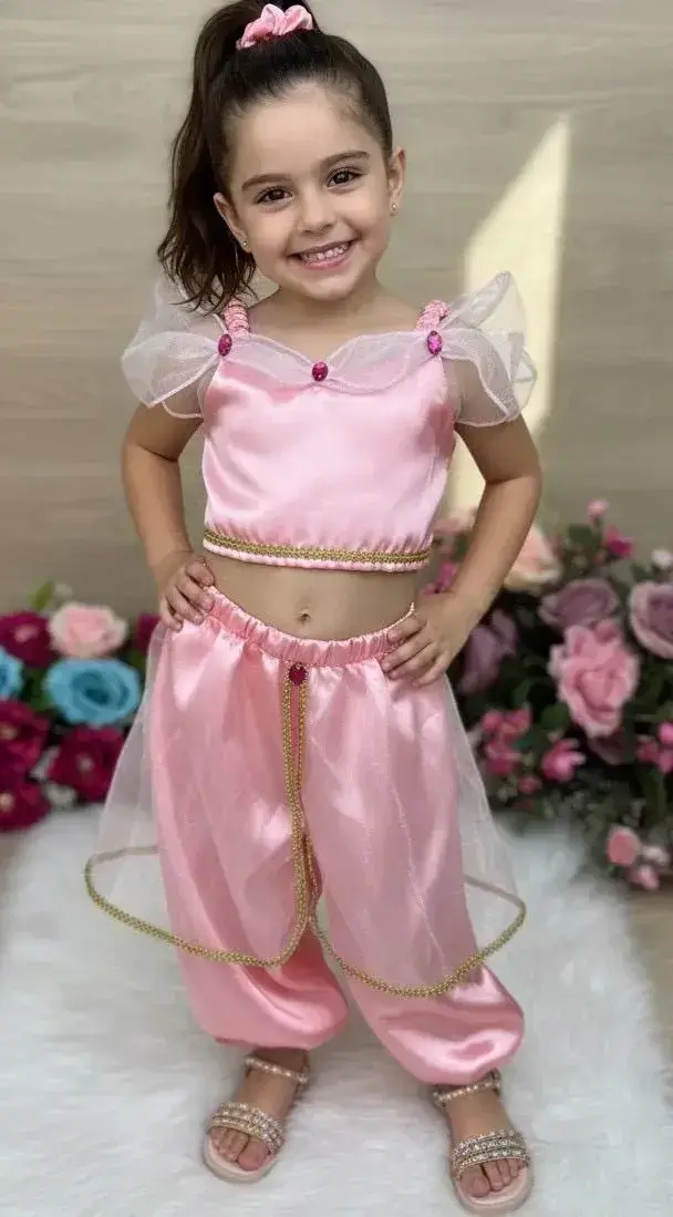 Fantasia princesa jasmine rosa