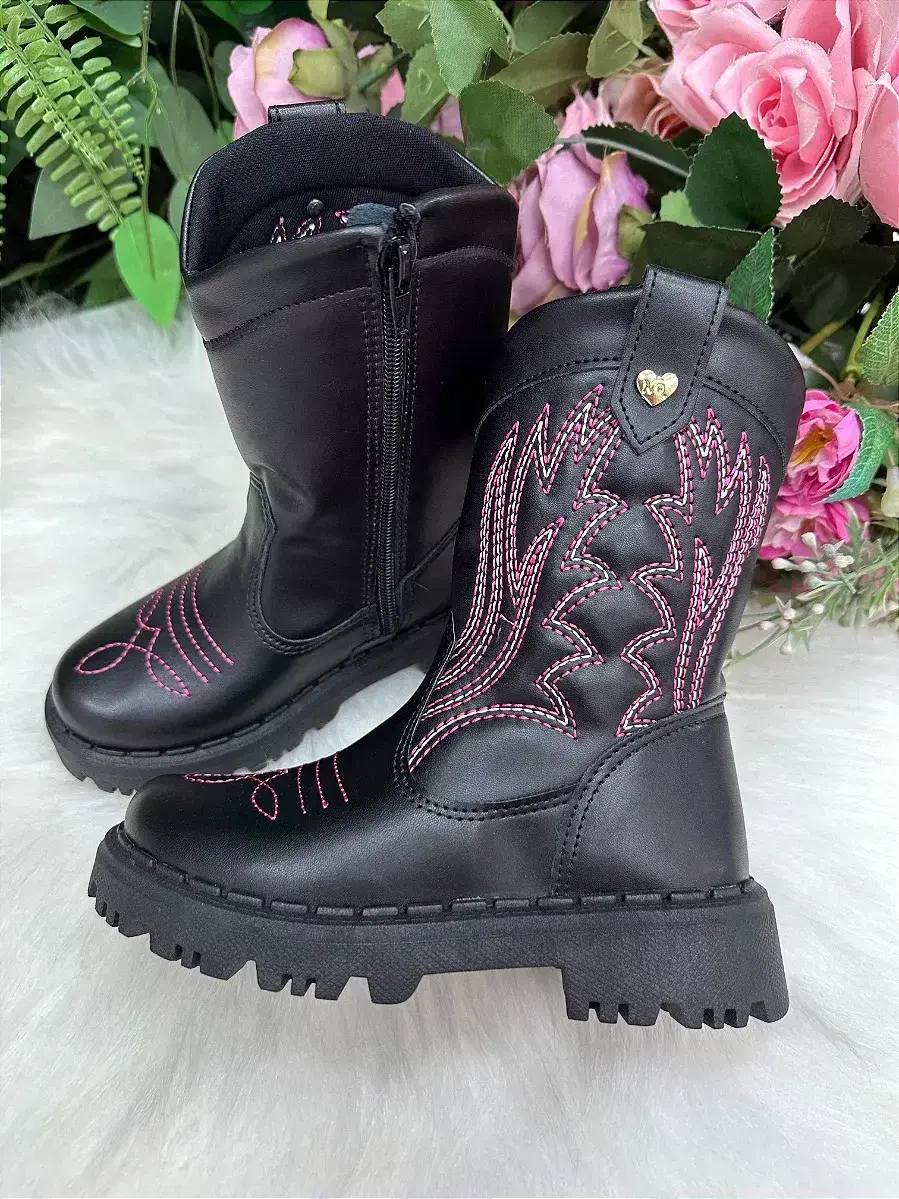 Bota nilqi texana isabella preto pink