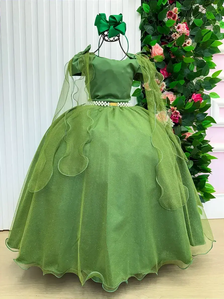Vestido longo diamante verde militar, foto 5