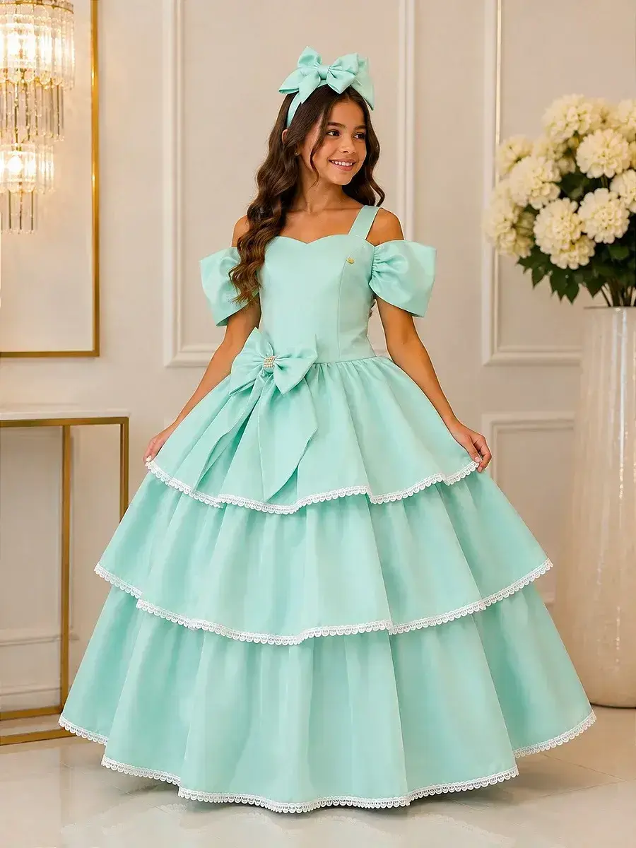 Vestido longo safira verde menta