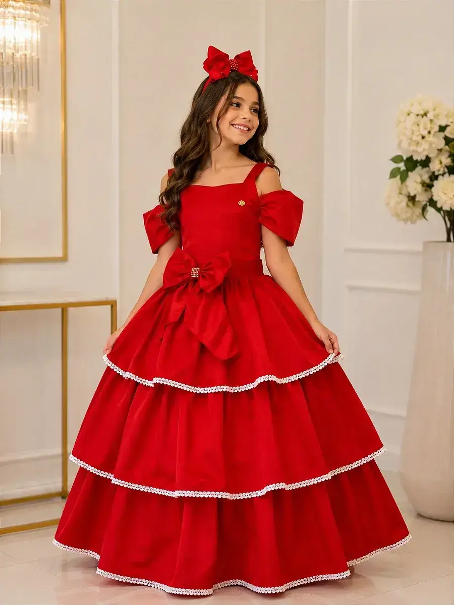 Vestido longo safira vermelho