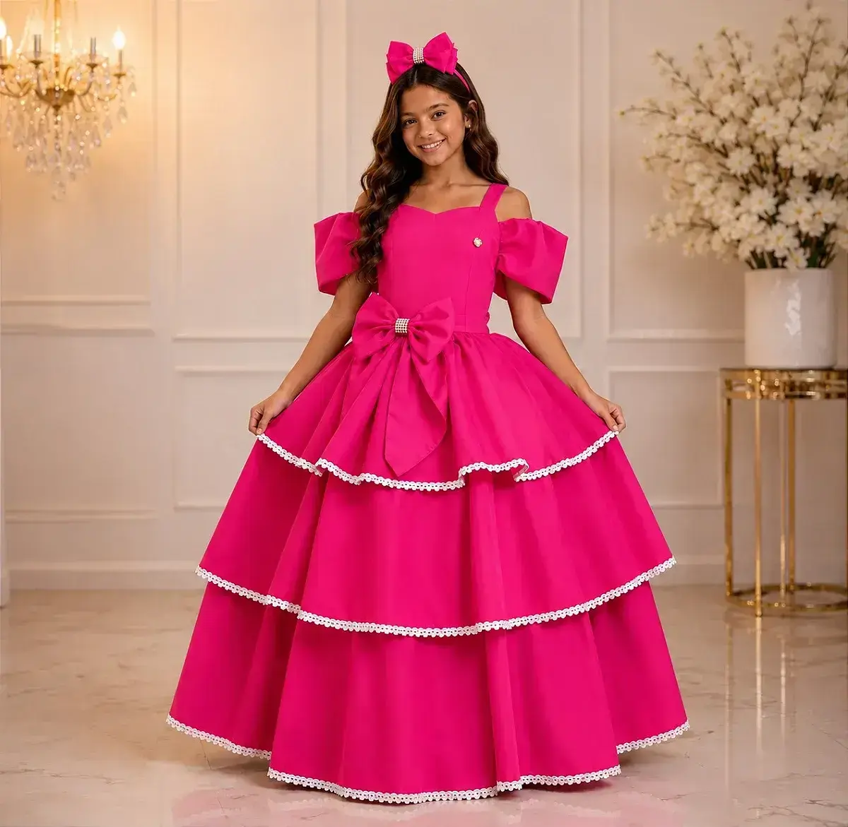 Vestido longo safira pink