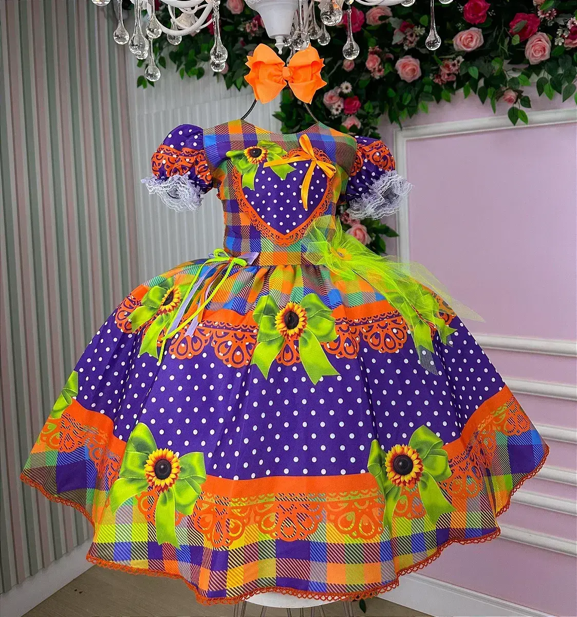 Vestido junino festa arraia do coração roxo, foto 3