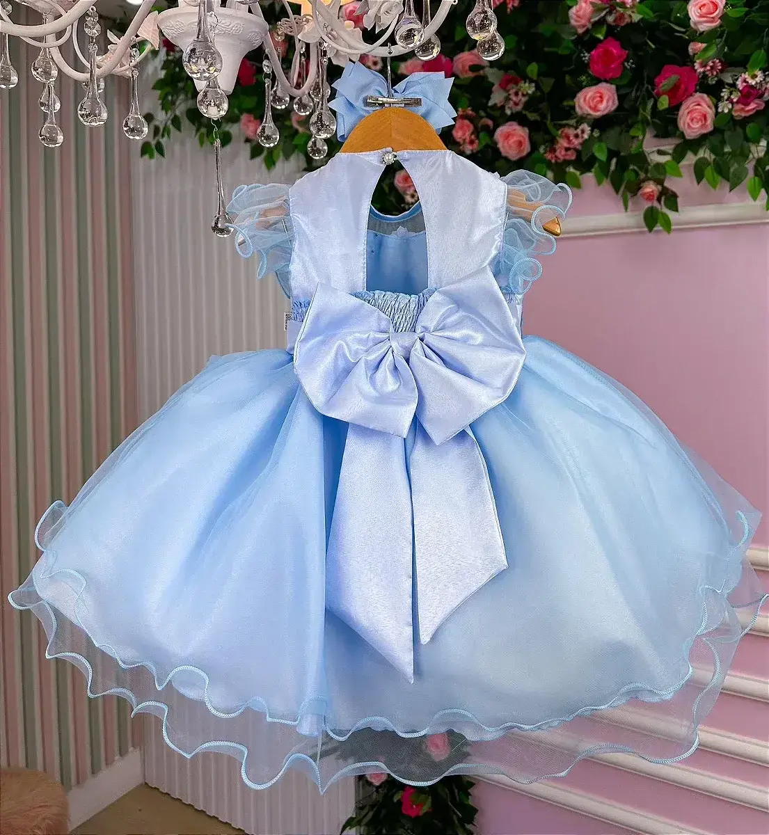 Vestido azul jardim encantado laço, foto 5