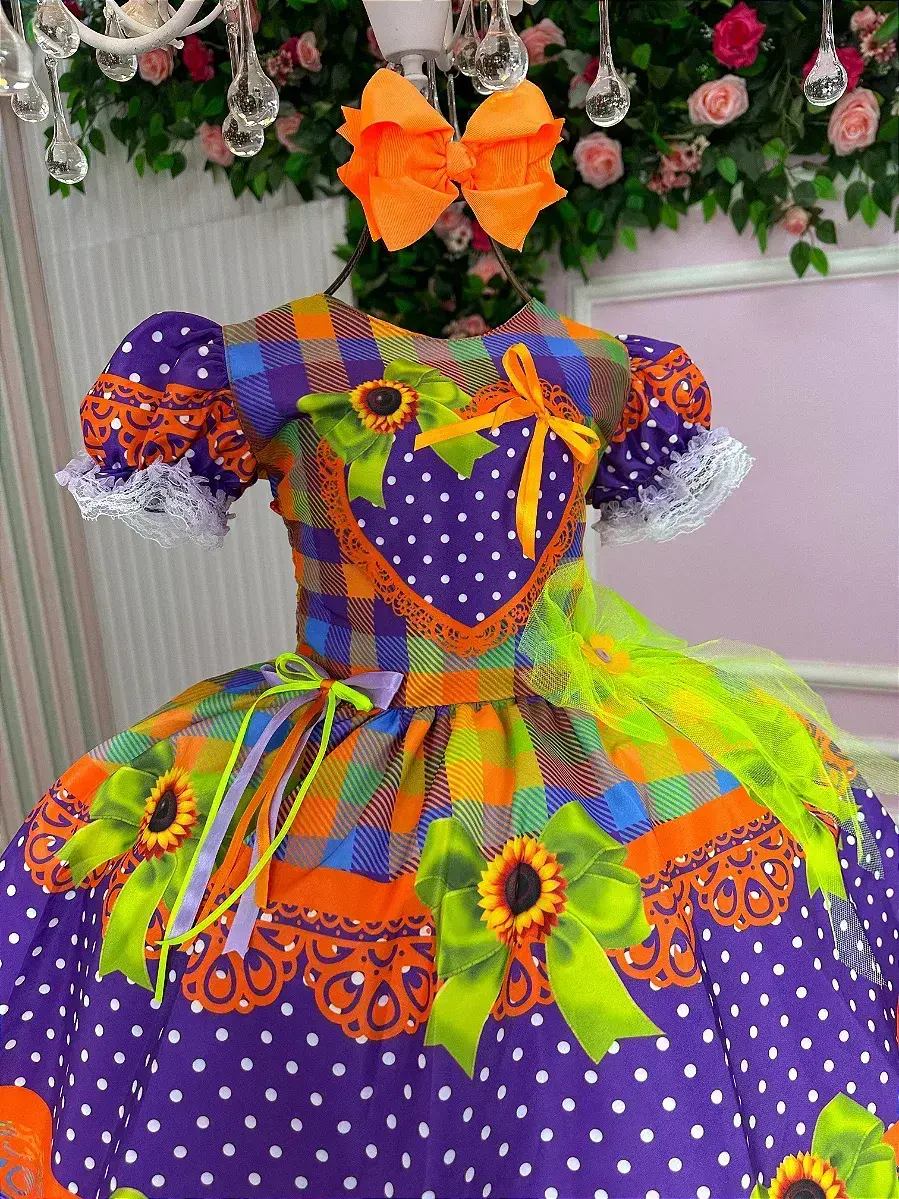 Vestido junino festa arraia do coração roxo, foto 5