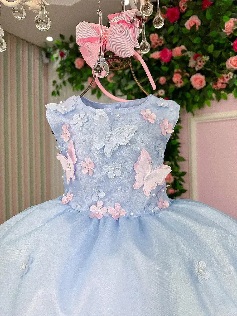 Vestido jardim das borboletas azul viviane, foto 2