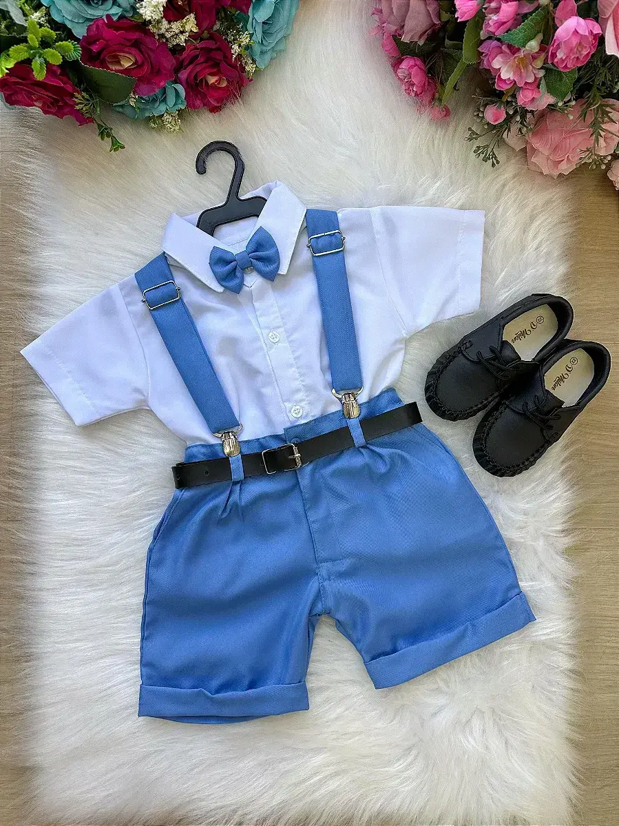 Conjunto social shorts ravi azul serenity