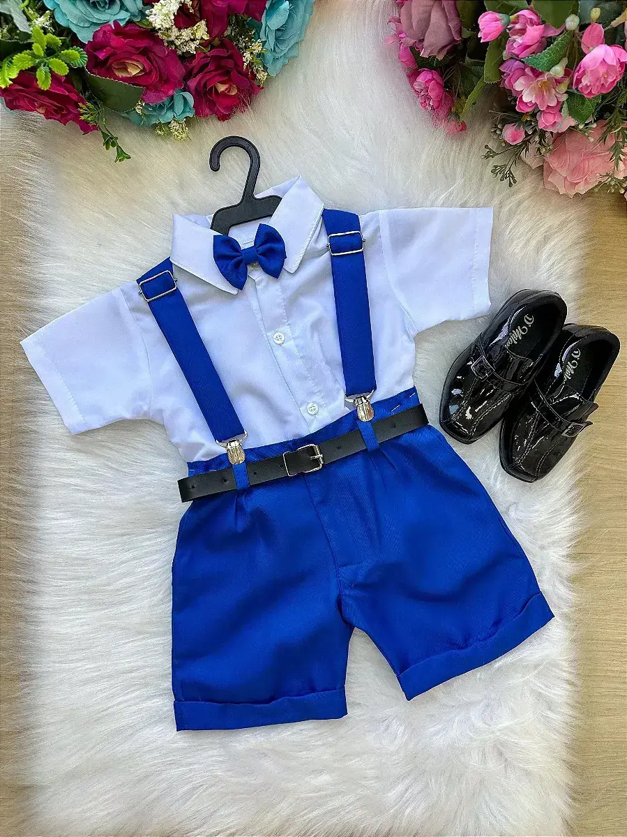 Conjunto social shorts ravi azul royal