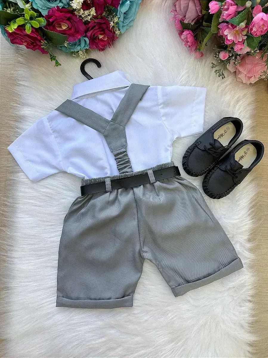 Conjunto social shorts ravi cinza, foto 7