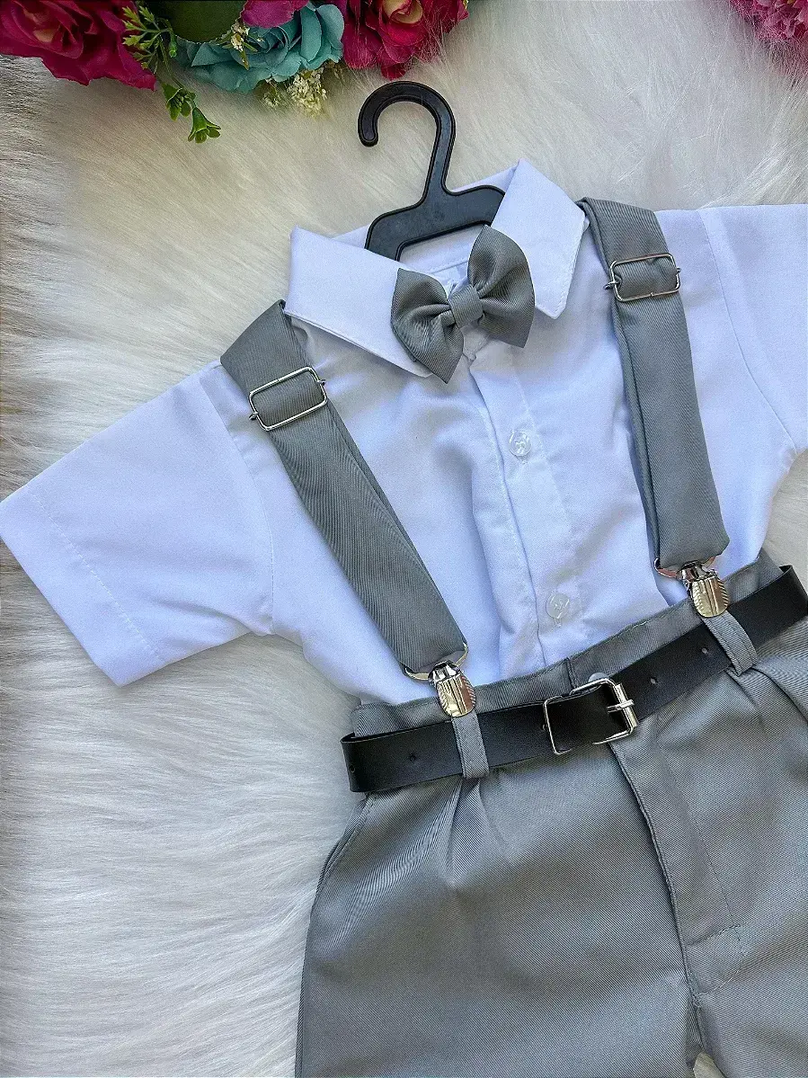 Conjunto social shorts ravi cinza, foto 3