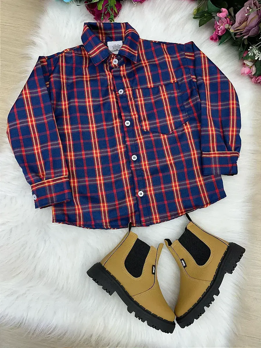 Camisa xadrez junina magno azul, foto 3