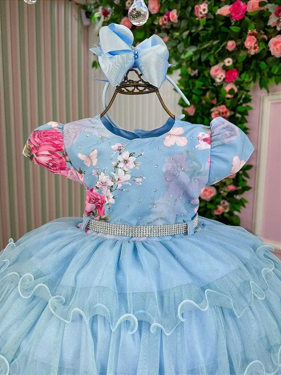 Vestido jardim encantado azul natalia, foto 3