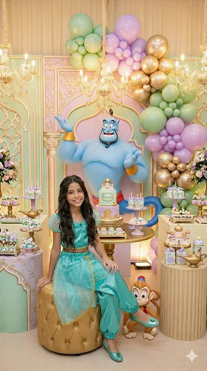Fantasia princesa jasmine verde tiffany, foto 3
