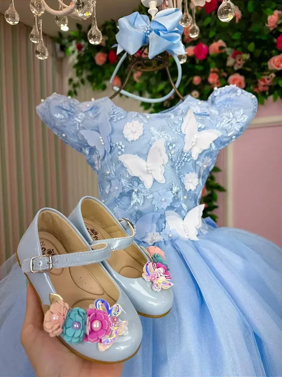 Vestido jardim encantado mel azul, foto 6