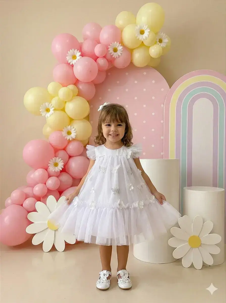 Vestido jardim das borboletas baby liz branco