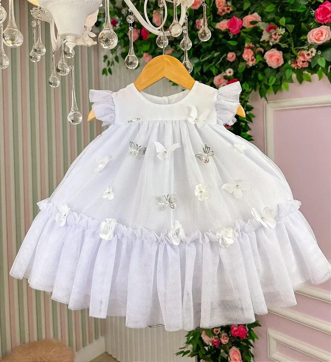 Vestido jardim das borboletas baby liz branco, foto 4