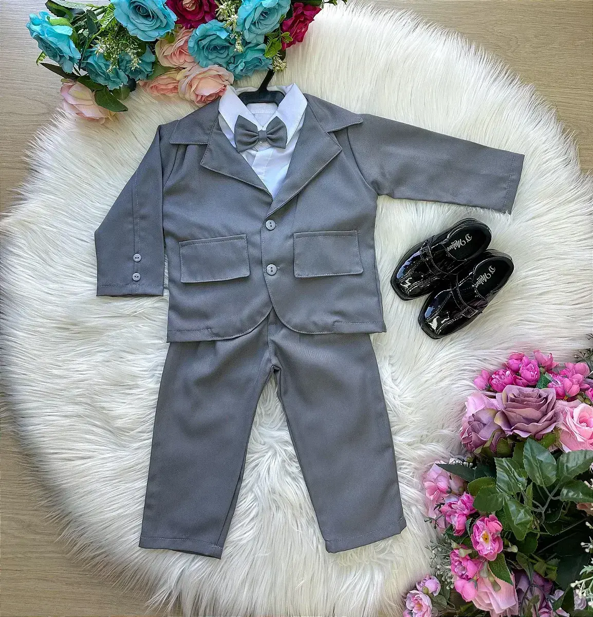 Conjunto social gabriel terno blaizer cinza