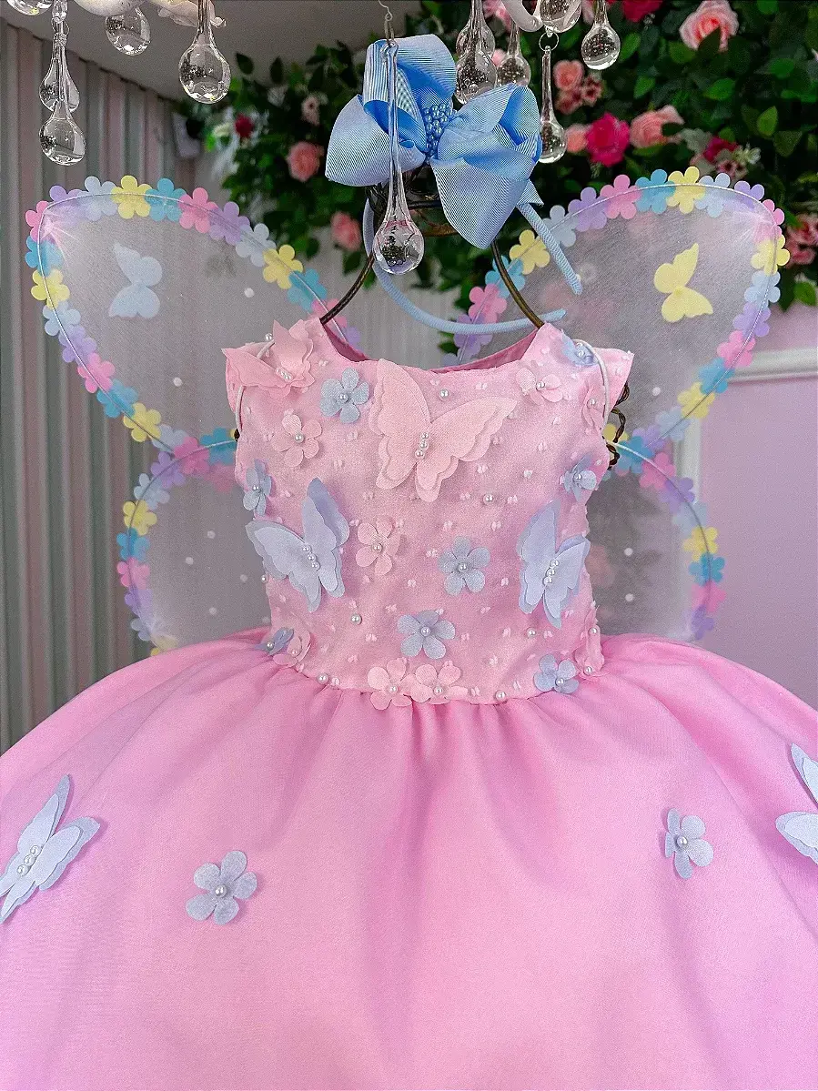 Vestido jardim das borboletas rosa viviane, foto 5