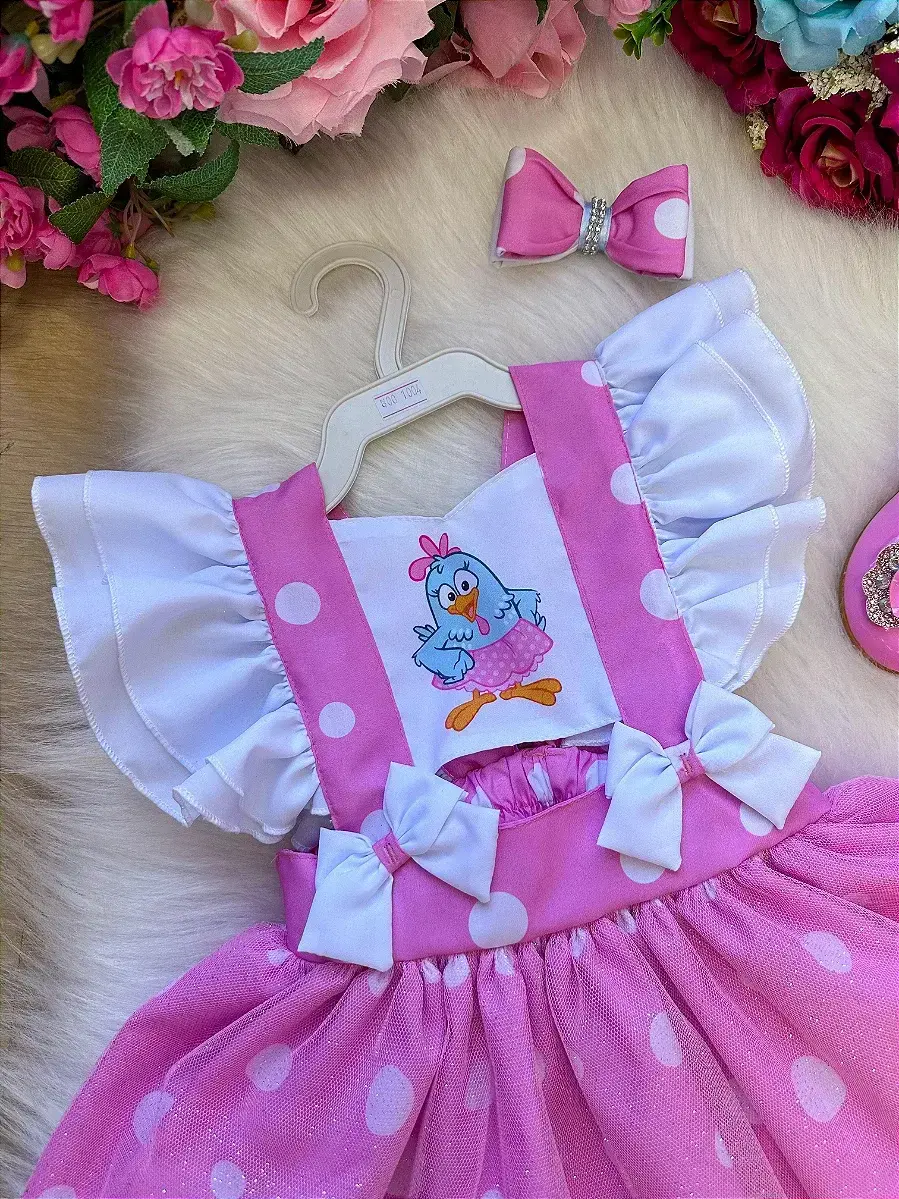 Vestido galinha pintadinha rosa, foto 3