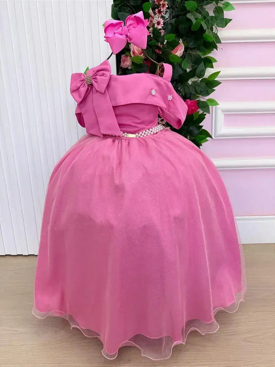 Vestido longo festa rosa chiclete, foto 2