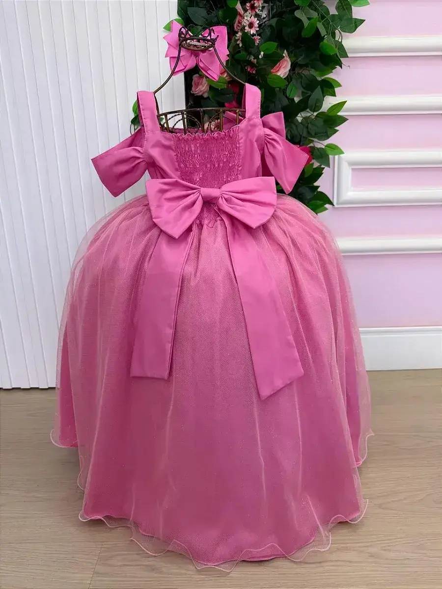 Vestido longo festa rosa chiclete, foto 4