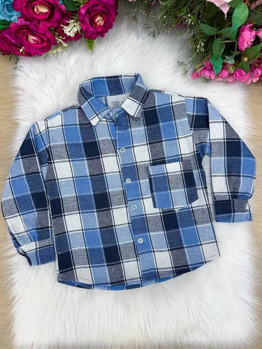 Camisa flanelada xadrez junina james azul, foto 2