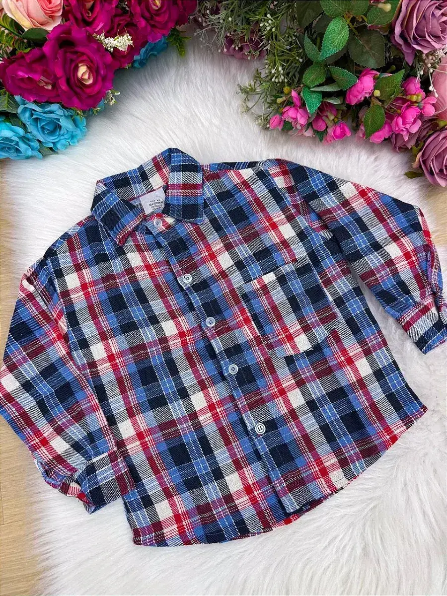 Camisa flanelada xadrez junina jacson azul, foto 4
