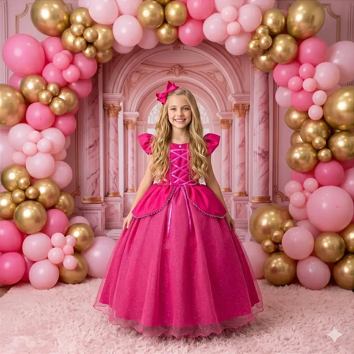 Fantasia vestido longo princesa pink
