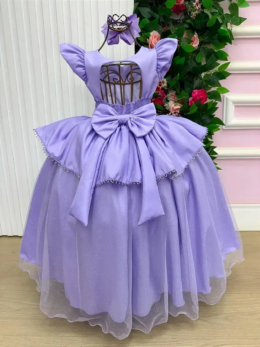 Fantasia vestido longo princesa lilas, foto 9