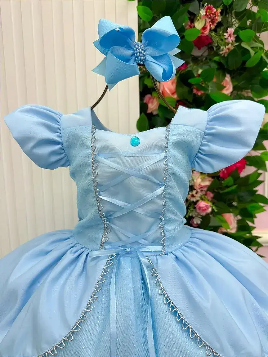 Fantasia vestido longo princesa azul, foto 7