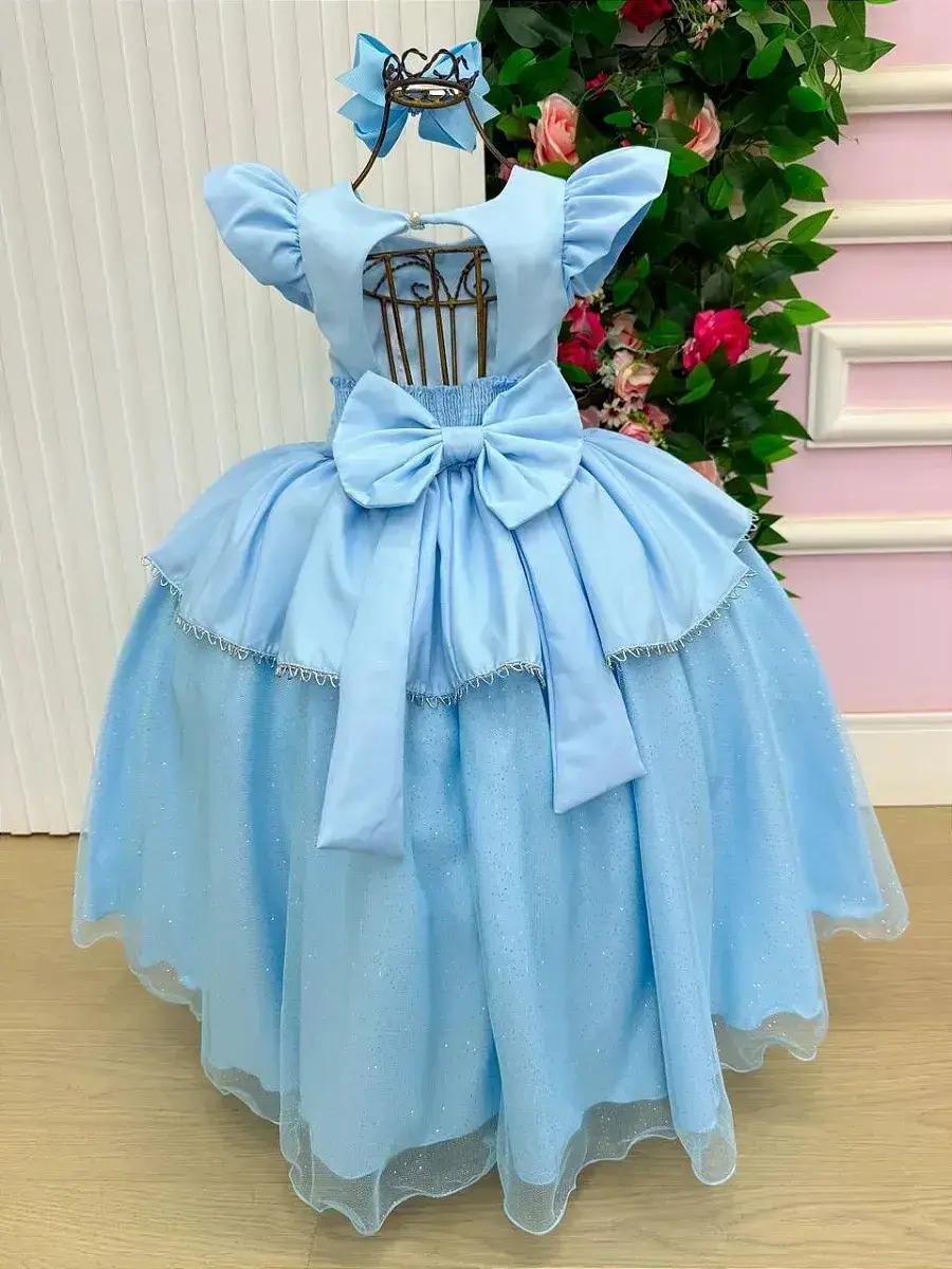 Fantasia vestido longo princesa azul, foto 8